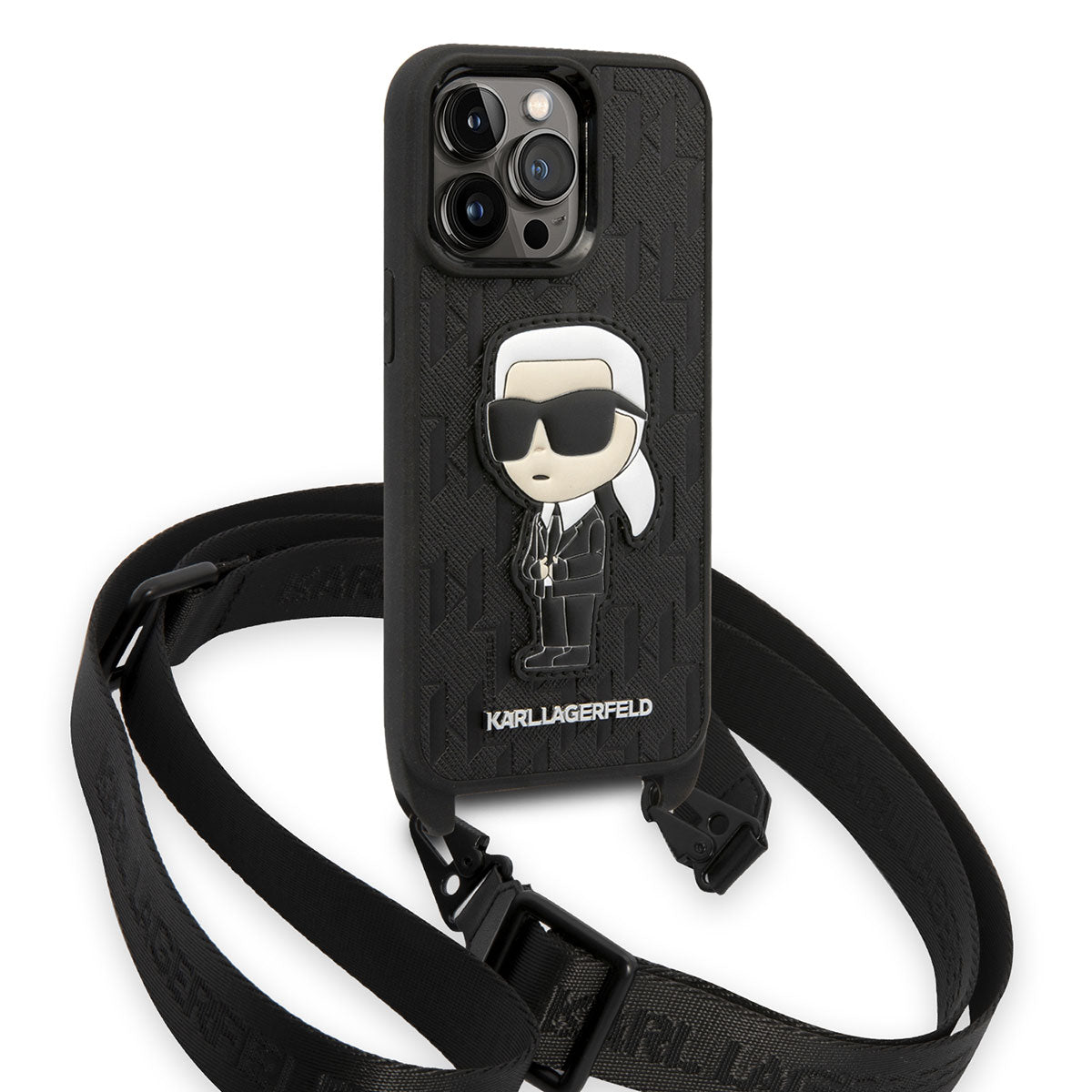 Apple iPhone 14 Pro Case Karl Lagerfeld Neck Strap Karl Design Cover Black 