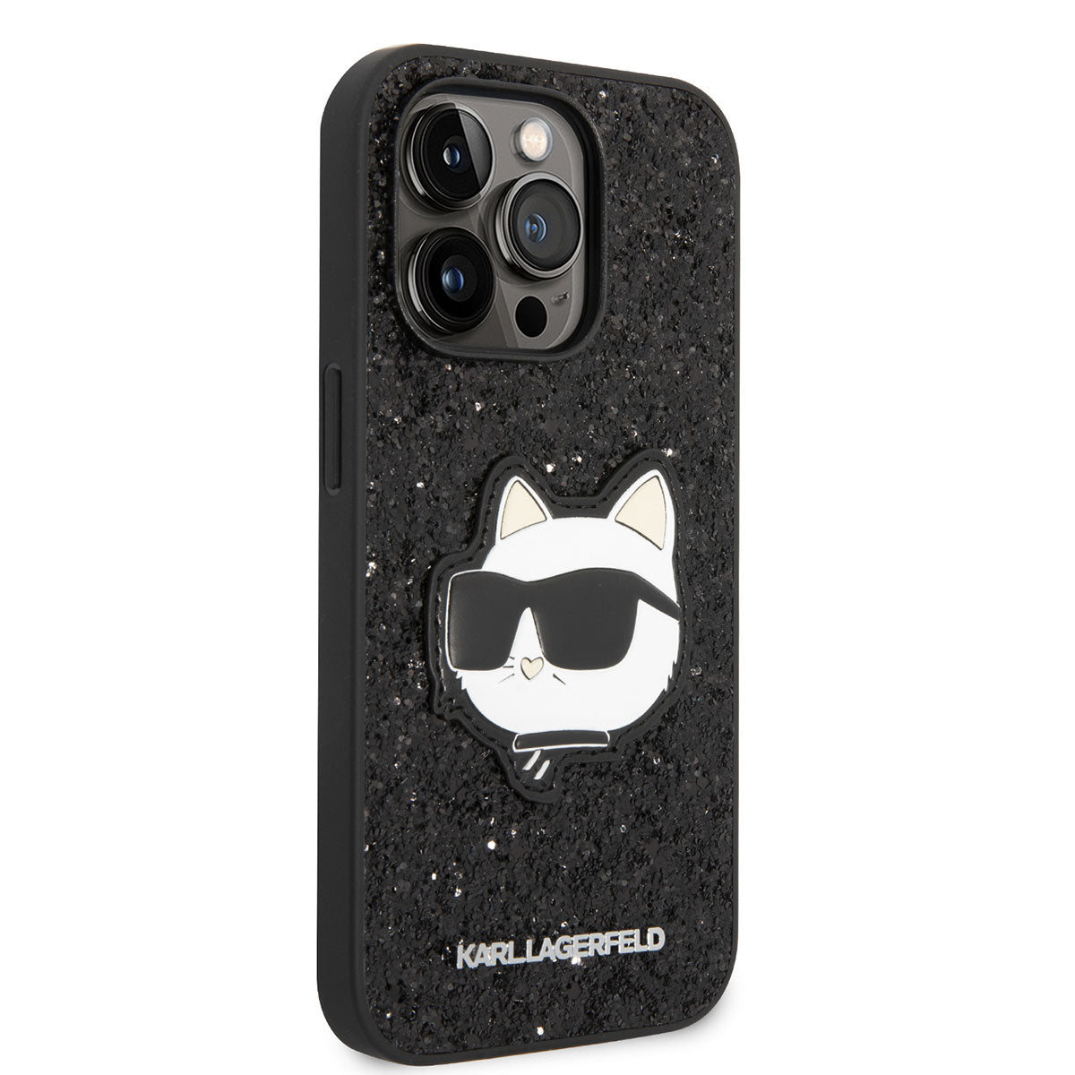 Apple iPhone 14 Pro Case Karl Lagerfeld Shiny Stone Choupette Design Cover Black 