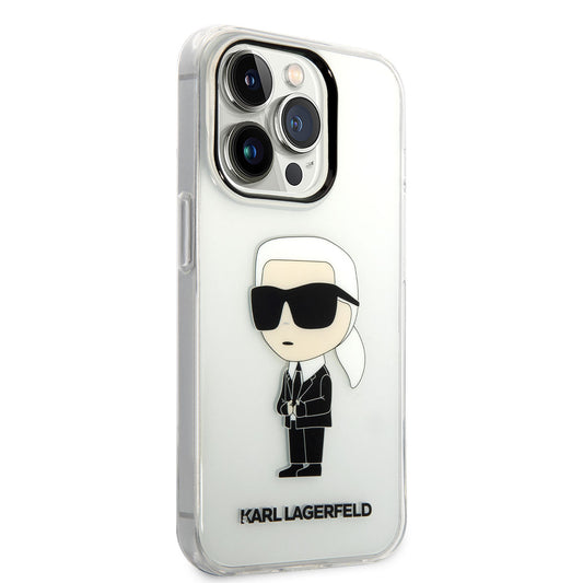 Apple iPhone 14 Pro Case Karl Lagerfeld Transparent Iconic Karl Design Cover Colorless 