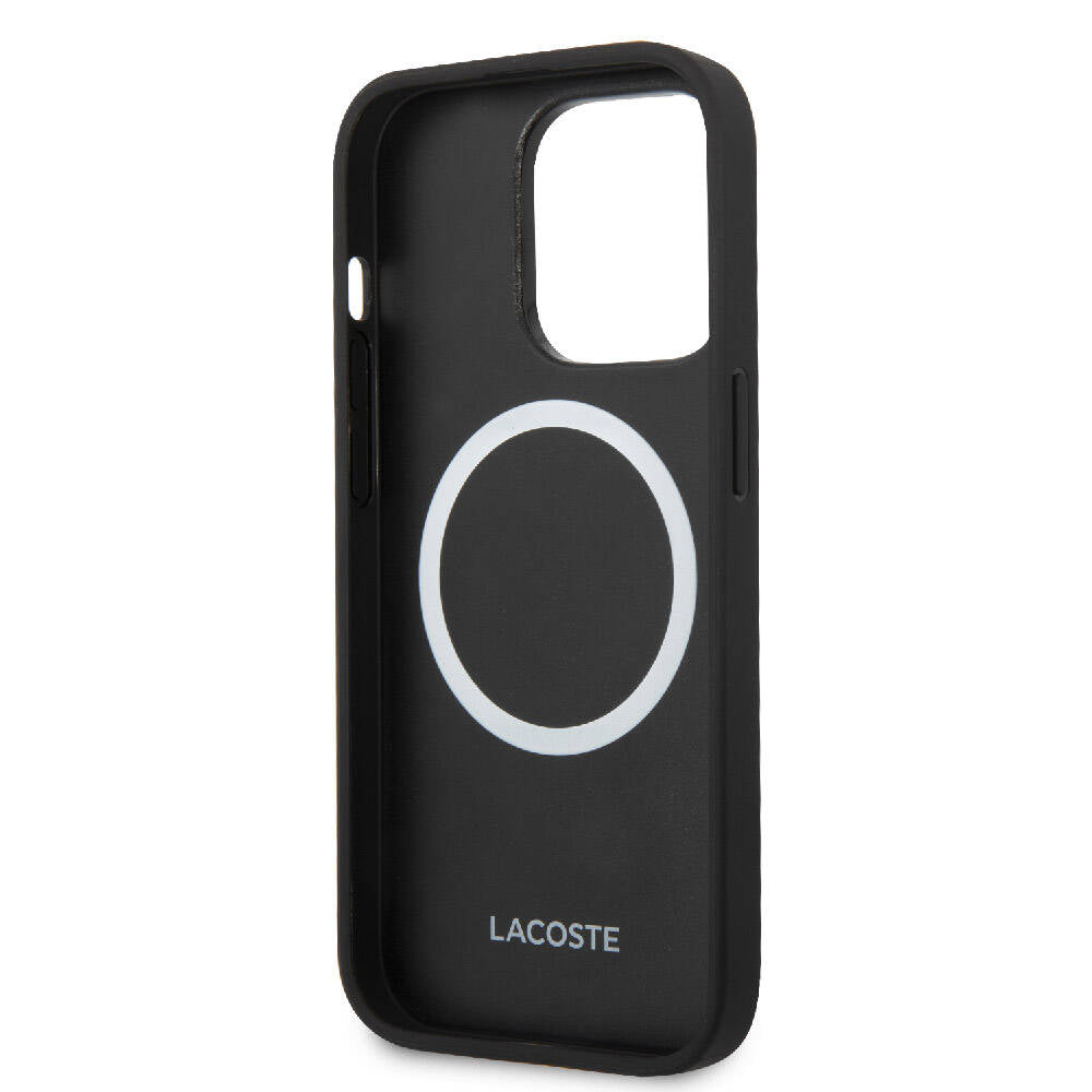 Apple iPhone 14 Pro Kılıf Lacoste Orjinal Lisanslı PU Pike Desenli Arka Yüzey İkonik Timsah Dokuma Logolu Kapak Yeşil