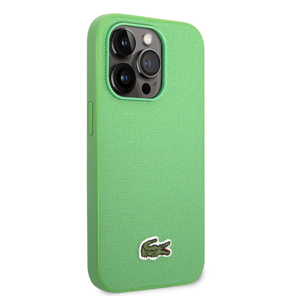 Apple iPhone 14 Pro Kılıf Lacoste Orjinal Lisanslı PU Pike Desenli Arka Yüzey İkonik Timsah Dokuma Logolu Kapak Yeşil