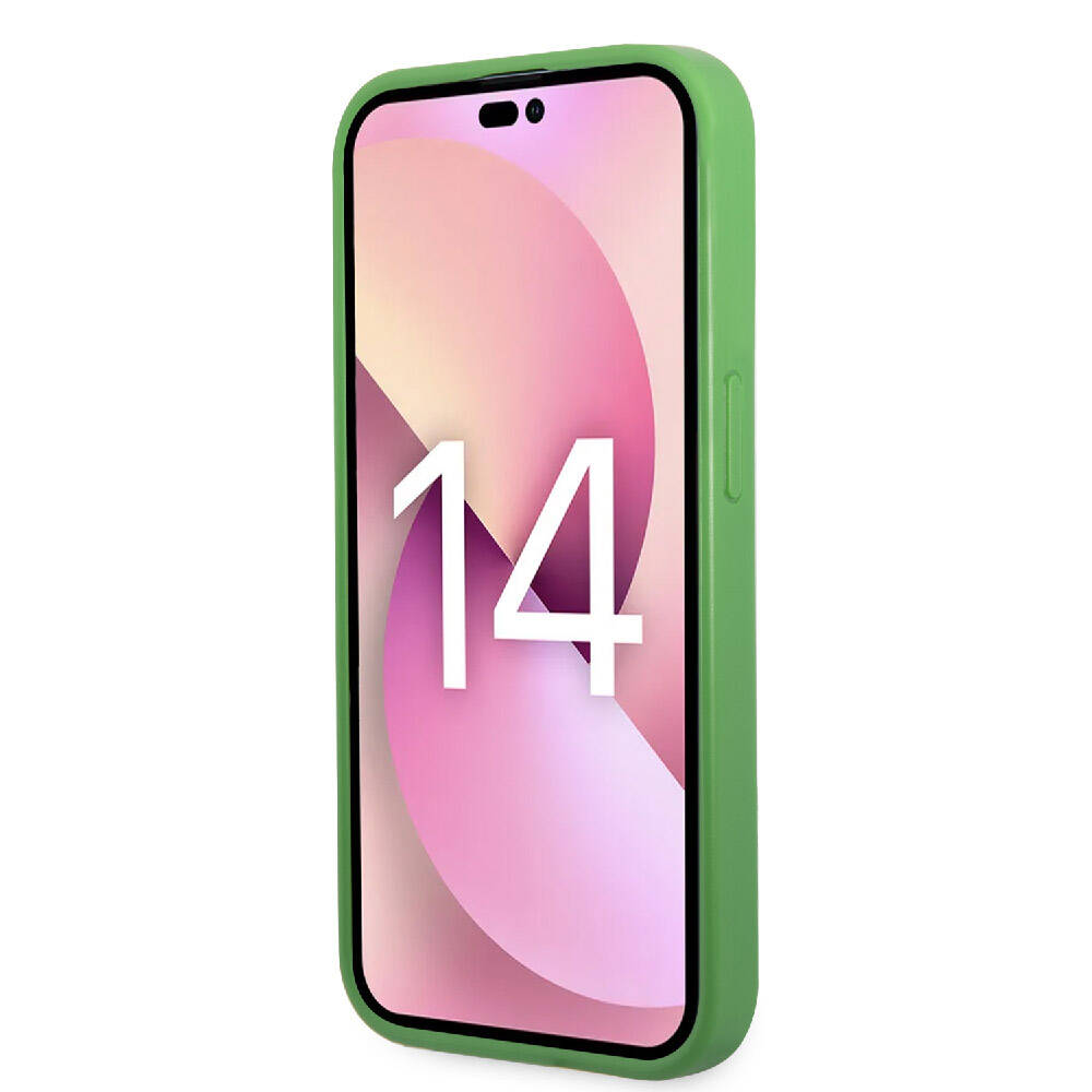 Apple iPhone 14 Pro Kılıf Lacoste Orjinal Lisanslı PU Pike Desenli Arka Yüzey İkonik Timsah Dokuma Logolu Kapak Yeşil