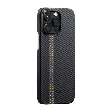 Apple iPhone 14 Pro Kılıf M-safe Şarj Özellikli 600D Aramid Fiber Pitaka Tactile Woven Orchestra Serisi Rhapsody Kapak Siyah