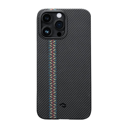 Apple iPhone 14 Pro Kılıf M-safe Şarj Özellikli 600D Aramid Fiber Pitaka Tactile Woven Orchestra Serisi Rhapsody Kapak Siyah