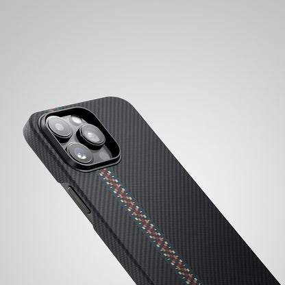 Apple iPhone 14 Pro Kılıf M-safe Şarj Özellikli 600D Aramid Fiber Pitaka Tactile Woven Orchestra Serisi Rhapsody Kapak Siyah