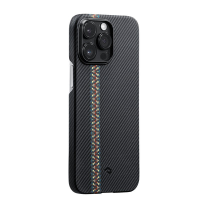 Apple iPhone 14 Pro Kılıf M-safe Şarj Özellikli 600D Aramid Fiber Pitaka Tactile Woven Orchestra Serisi Rhapsody Kapak Siyah