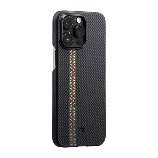 Apple iPhone 14 Pro Kılıf M-safe Şarj Özellikli 600D Aramid Fiber Pitaka Tactile Woven Orchestra Serisi Rhapsody Kapak Siyah