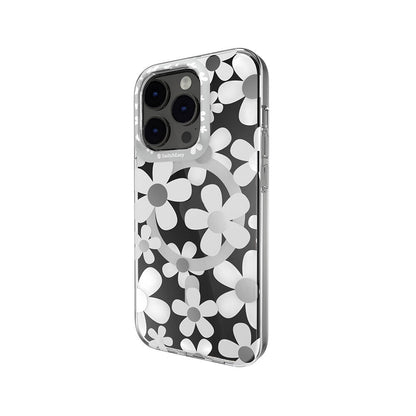 Apple iPhone 14 Pro Kılıf M-safe Şarj Özellikli Çift IMD Baskılı Lisanslı Switcheasy Artist-M Fleur Kapak Gri