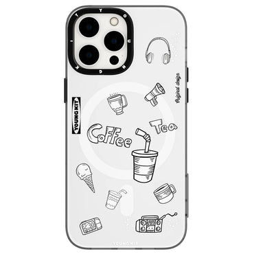 Apple iPhone 14 Pro Case M-safe Charging Feature Patterned Youngkit Plaything Series Cover Black 