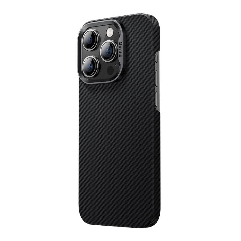 Apple iPhone 14 Pro Case M-safe Charging Feature Carbon Fiber Benks MFM Licensed 600D Essential Kevlar Cover Black 