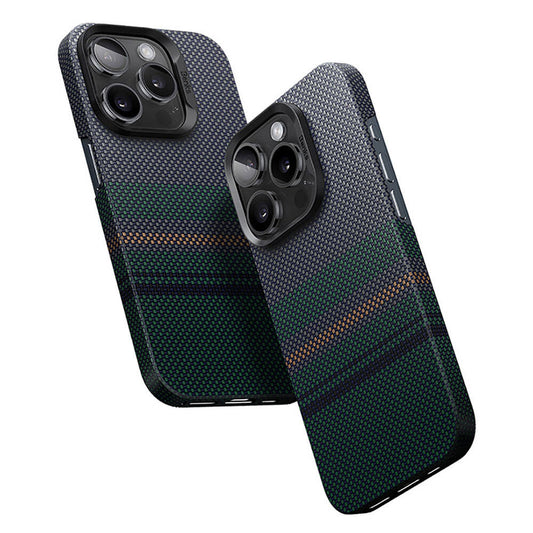 Apple iPhone 14 Pro Case M-safe Charging Feature Carbon Fiber Design Benks Aurora ArmorAir Kevlar Cover Black