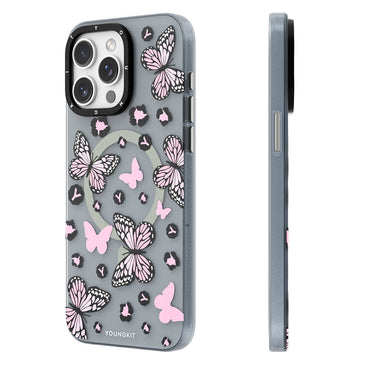 Apple iPhone 14 Pro Case M-safe Charging Feature Butterfly Pattern Youngkit Shadow Dance Series Cover Black 