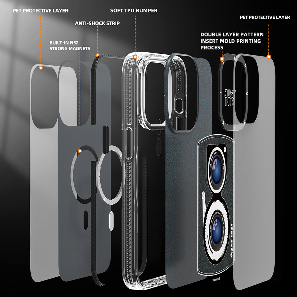 Apple iPhone 14 Pro Case M-safe Charging Feature Lens Figure YoungKit Art Film Series Cover Black 