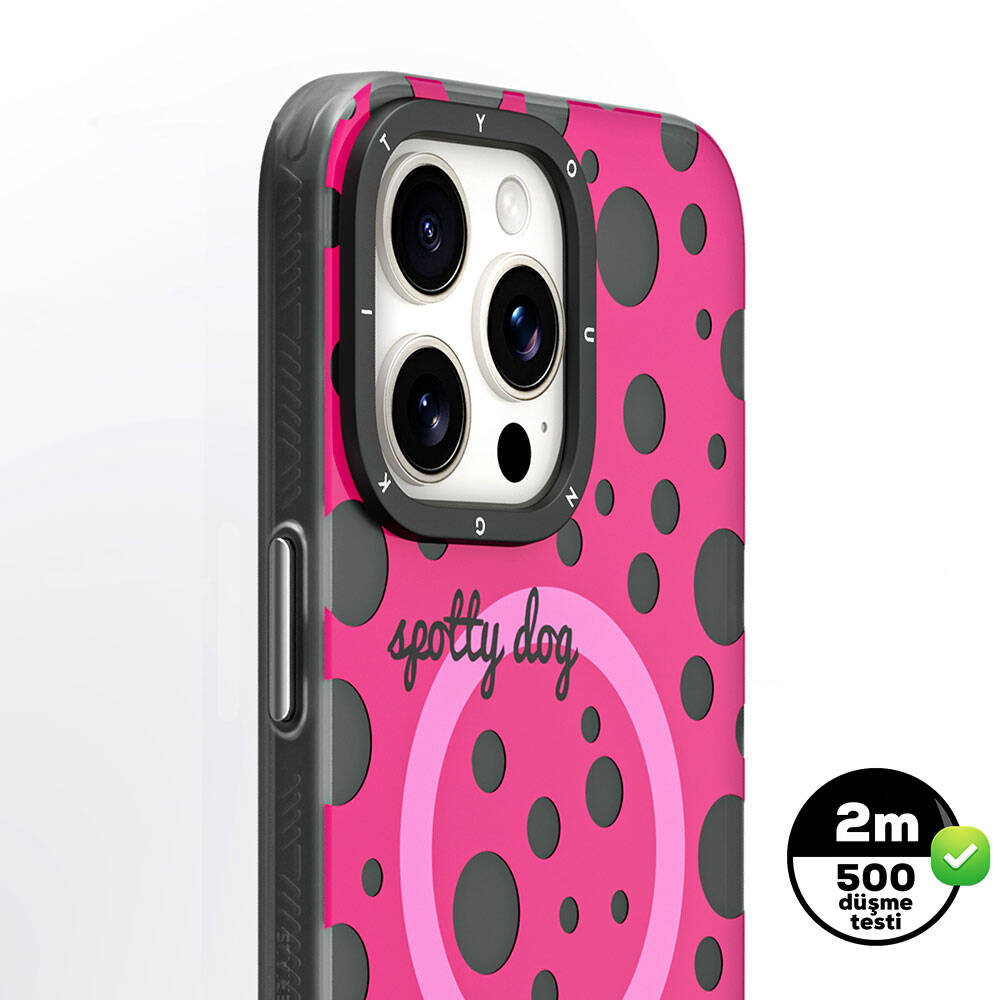 Apple iPhone 14 Pro Case M-safe Charging Feature Polka Dot Pattern Youngkit Spots Series Cover White 