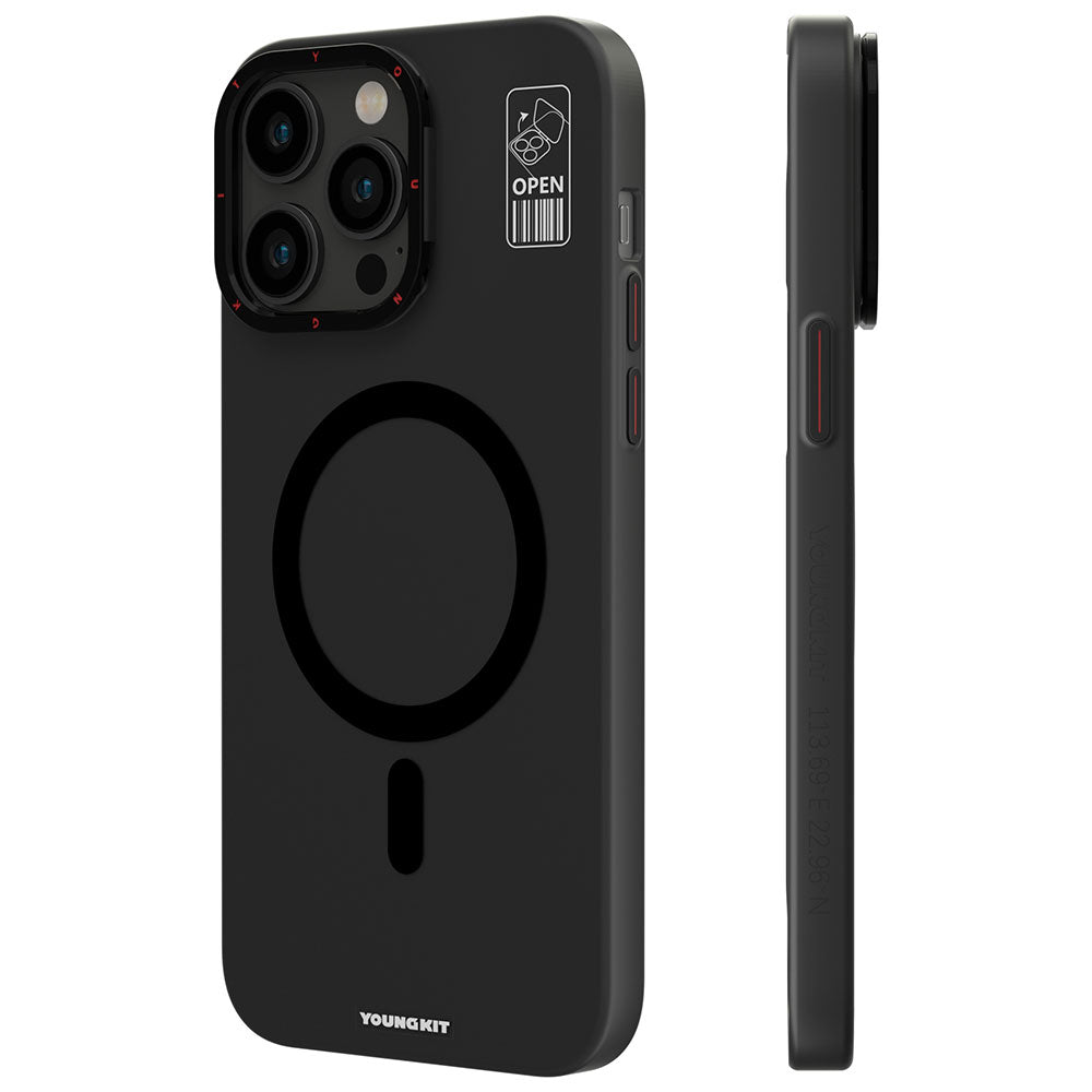 Apple iPhone 14 Pro Case M-safe Charging Stand YoungKit Hermit Bracket Series Cover Black 