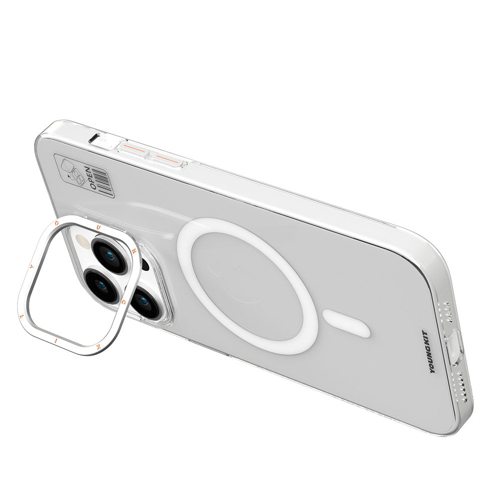 Apple iPhone 14 Pro Case M-safe Charging Stand YoungKit Hermit Bracket Series Cover White 