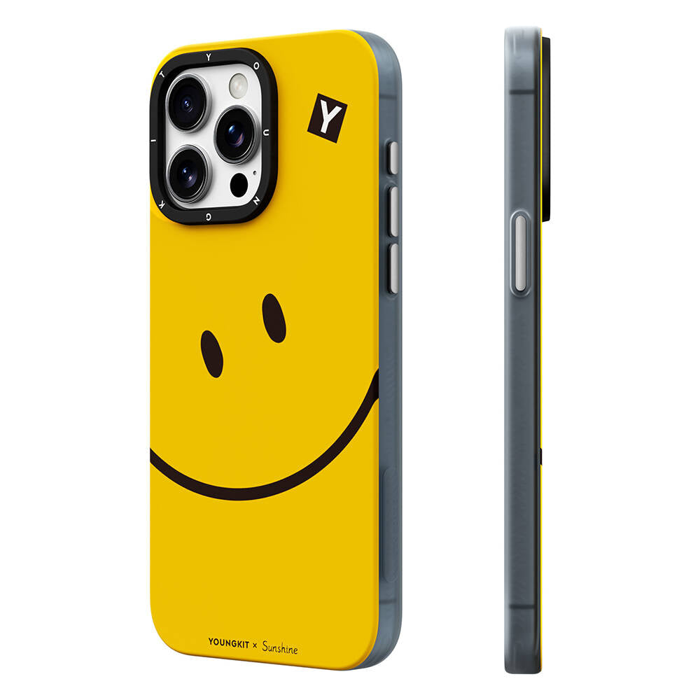 Apple iPhone 14 Pro Case M-safe Charging Feature Sunshine Design Youngkit Daily Happy Series Cover Black-Yellow 