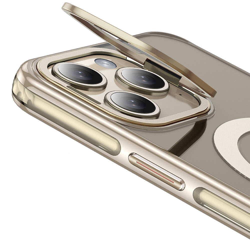 Apple iPhone 14 Pro Kılıf M-safe Şarj Özellikli Wlons Standlı Efsane Kapak Mor