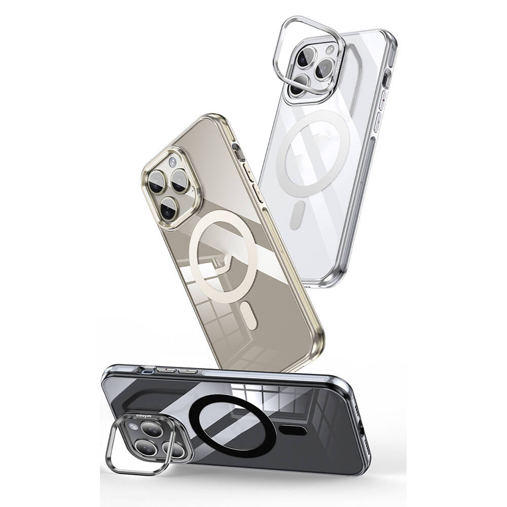 Apple iPhone 14 Pro Kılıf M-safe Şarj Özellikli Wlons Standlı Efsane Kapak Gold
