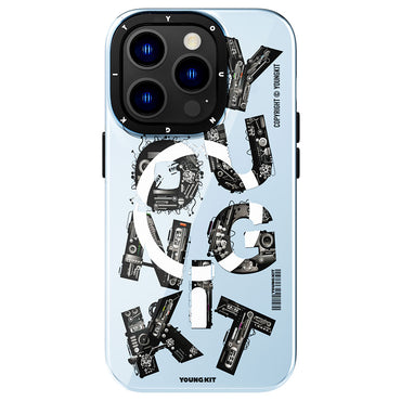 Apple iPhone 14 Pro Case M-safe Charging Feature Text Themed YoungKit Mechanic Series Cover Gray 