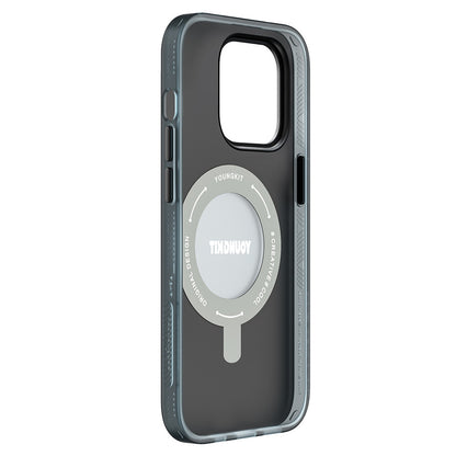 Apple iPhone 14 Pro Kılıf M-safe Şarj Özellikli Youngkit 360° Standlı Technology Serisi Kapak Mavi