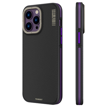 Apple iPhone 14 Pro Case M-safe Charging Feature YoungKit 600D Kevlar Cover Deep Purple 