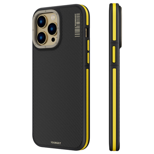 Apple iPhone 14 Pro Case M-safe Charging Feature YoungKit 600D Kevlar Cover Yellow 