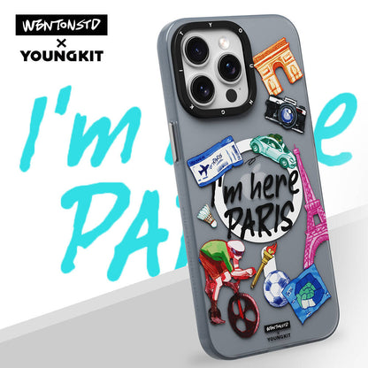 Apple iPhone 14 Pro Max Kılıf M-safe Şarj Özellikli Youngkit in Paris Serisi Kapak Gri
