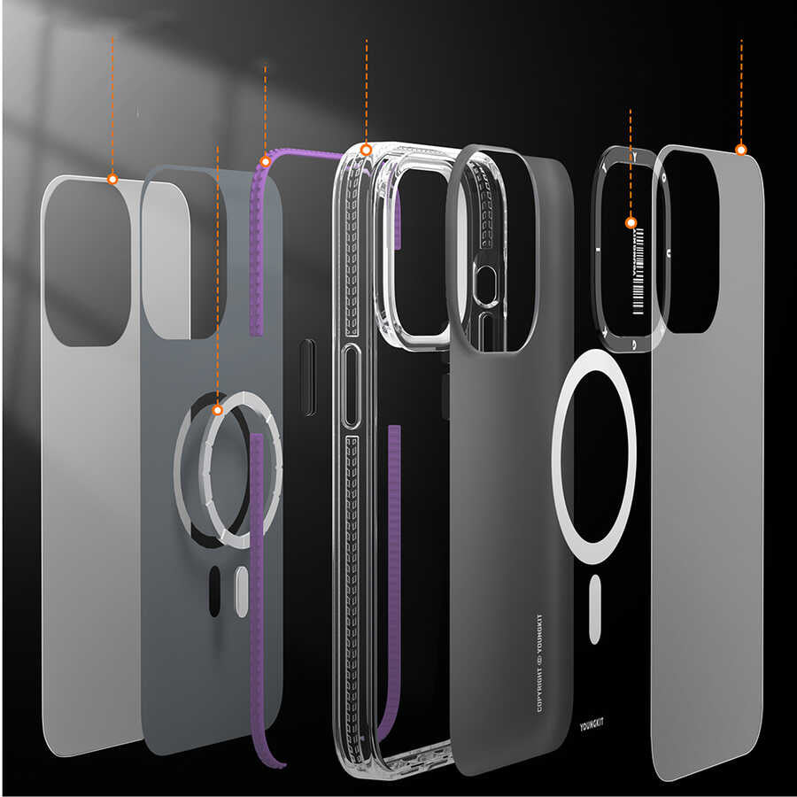 Apple iPhone 14 Pro Case M-safe Charging Feature Youngkit Jane Sand Series Cover Black 