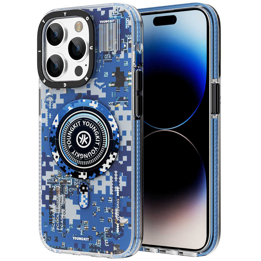 Apple iPhone 14 Pro Case M-safe Charging Feature YoungKit Camouflage Series Cover Green 