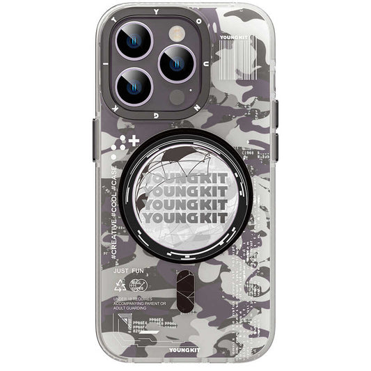 Apple iPhone 14 Pro Case M-safe Charging Feature YoungKit Camouflage Series Cover Black 