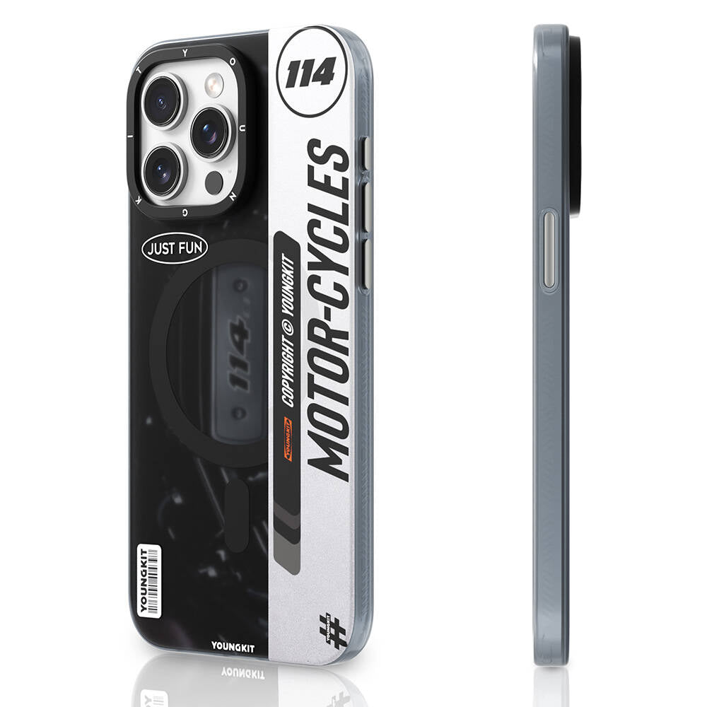 Apple iPhone 14 Pro Case M-safe Charging Feature Youngkit Motorcycle Legend Series Cover Black 