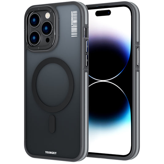 Apple iPhone 14 Pro Case M-safe Charging Feature Youngkit Rock Sand Series Cover Black 
