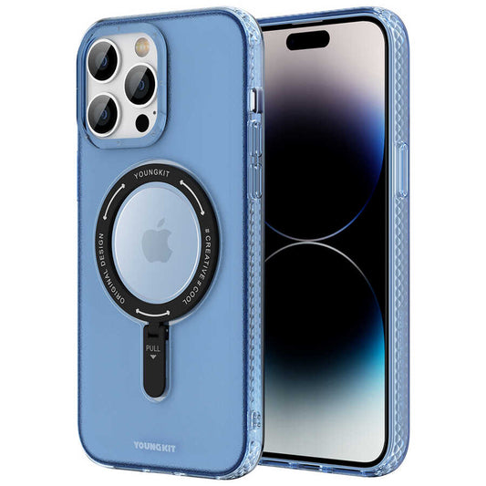 Apple iPhone 14 Pro Case M-safe Charging Feature Youngkit Rock Series Cover Blue 