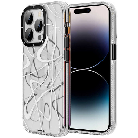 Apple iPhone 14 Pro Case M-safe Charging Feature Youngkit Water-Ink Series Cover White 