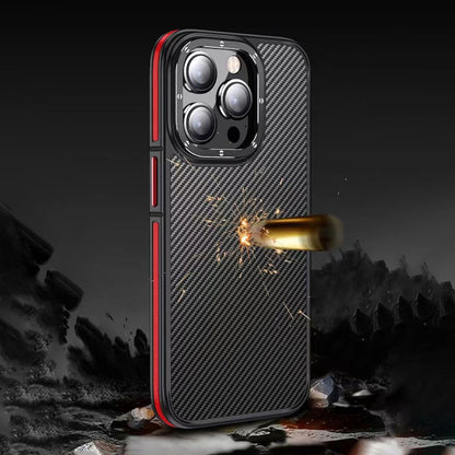 Apple iPhone 14 Pro Kılıf Mat Transparan Karbon Fiber Görünümlü Wlons Marin Kapak Derin Mor