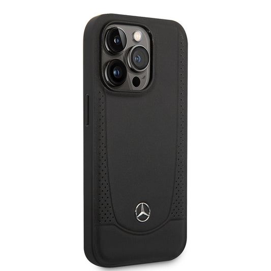 Apple iPhone 14 Pro Kılıf Mercedes Benz M-safe Şarj Özellikli Urban Deri Kapak Siyah