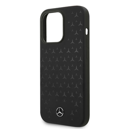 Apple iPhone 14 Pro Kılıf Mercedes Benz M-safe Şarj Özellikli Yıldızlı Dizayn Silikon Kapak Siyah