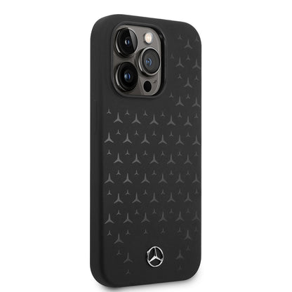 Apple iPhone 14 Pro Kılıf Mercedes Benz M-safe Şarj Özellikli Yıldızlı Dizayn Silikon Kapak Siyah