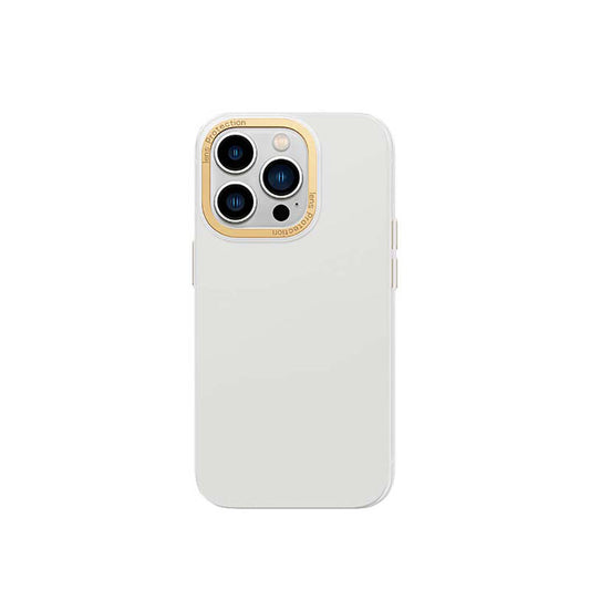 Apple iPhone 14 Pro Case Metal Camera Frame Recci Glaze Series Cover White 