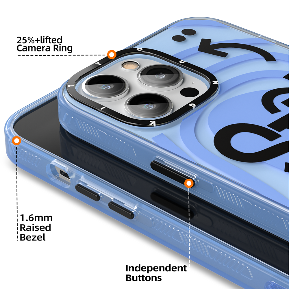 Apple iPhone 14 Pro Case Happy Mood Figure YoungKit Happy Mood Series Cover Blue 