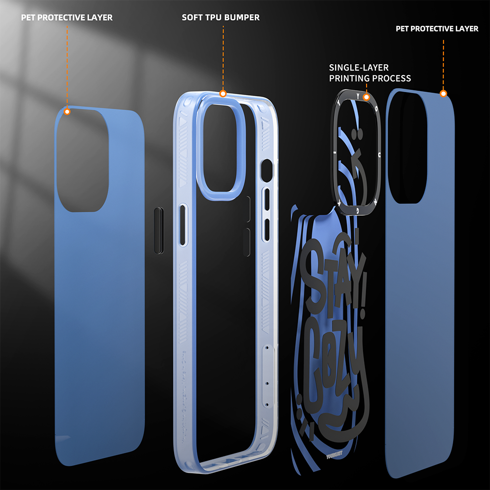 Apple iPhone 14 Pro Case Happy Mood Figure YoungKit Happy Mood Series Cover Blue 