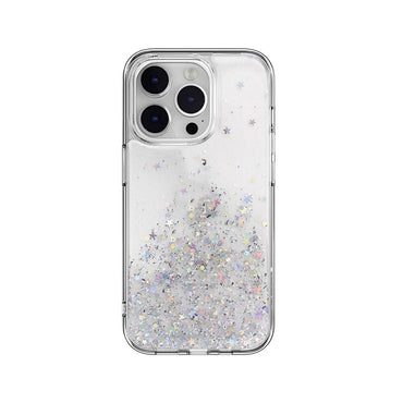 Apple iPhone 14 Pro Kılıf Parlayan Simli Şeffaf Lisanslı Switcheasy Starfield Kapak Colorful