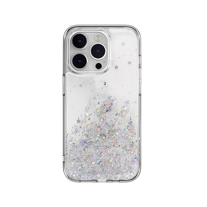 Apple iPhone 14 Pro Kılıf Parlayan Simli Şeffaf Lisanslı Switcheasy Starfield Kapak Mor