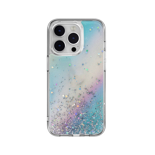 Apple iPhone 14 Pro Kılıf Parlayan Simli Şeffaf Lisanslı Switcheasy Starfield Kapak Colorful