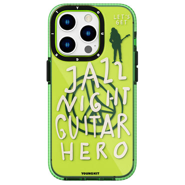 Apple iPhone 14 Pro Case Transparent Colorful Text Themed Design YoungKit Jazz Series Cover Green 