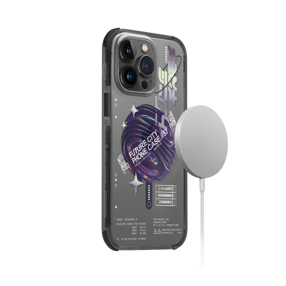 Apple iPhone 14 Pro Case SkinArma Transparent Airbag Design M-safe Charging Feature Shorai Cover Purple 
