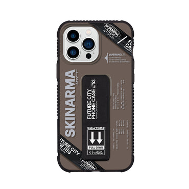 Apple iPhone 14 Pro Case SkinArma Transparent Patterned Airbag Design Stand Shimma Cover Black