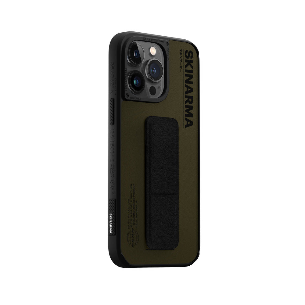 Apple iPhone 14 Pro Case SkinArma Stand Leather Look Gyo Cover Black