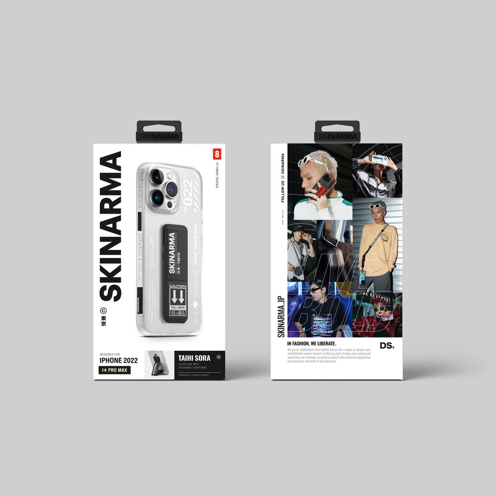 Apple iPhone 14 Pro Case SkinArma Stand Transparent Design Taihi Sora Cover Black 